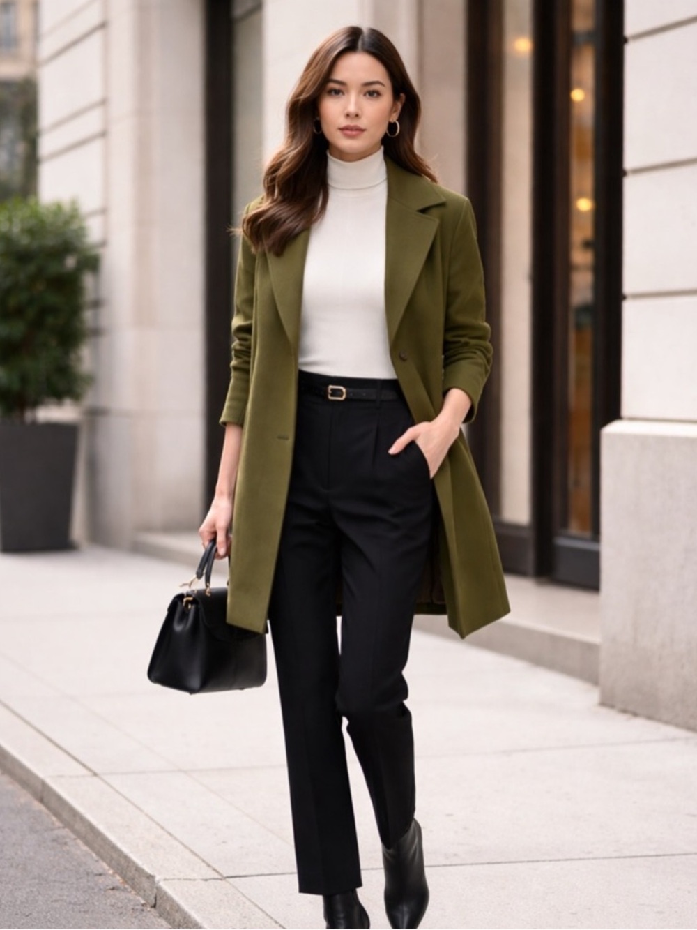 Lafayette 148 New York Women's Pesto Green Boiled Wool Jersey Car Coat M